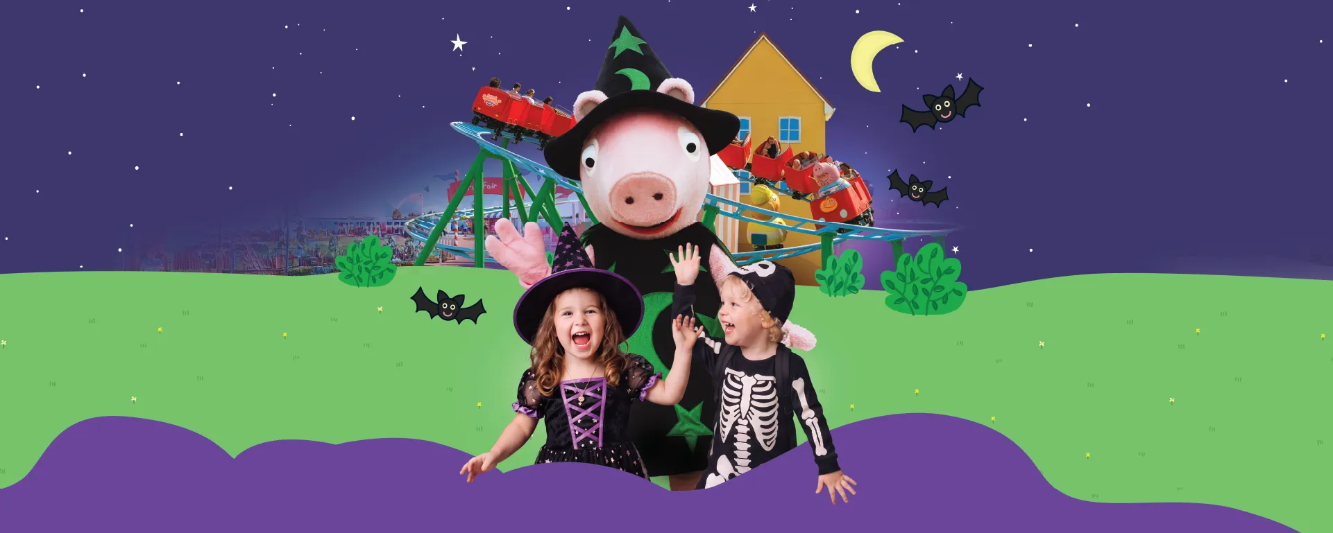 Kids enjoying Peppa's Halloween Party Event at PEPPA PIG Theme Park Florida