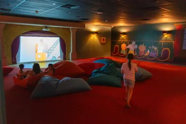 Inside the cinema bean bags