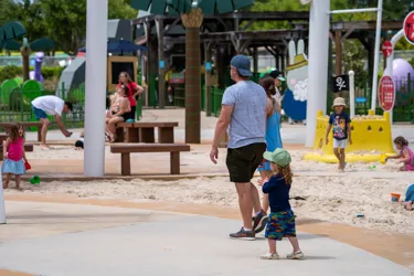 Pirate sand play area dad and kids